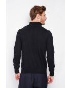Felpa nera Mathilde a maniche lunghe con colletto trucker e zip