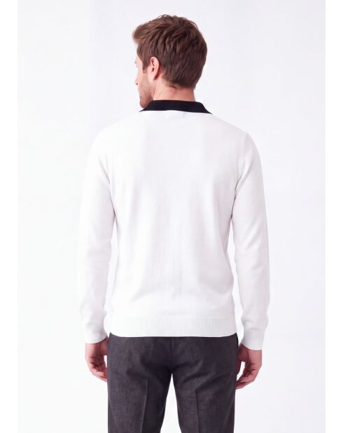 Pull col polo bicolore oversize à manches longues Chloé naturel