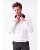 Pull col polo bicolore oversize à manches longues Chloé naturel