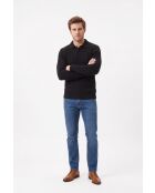 Maglia Camille in lana nera a 4 fili con scollo a trecce