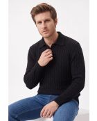 Maglia Camille in lana nera a 4 fili con scollo a trecce