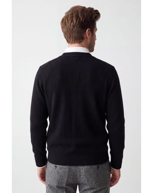 Gilet a maniche lunghe con scollo a V classico nero Lea