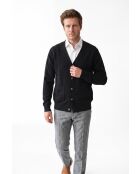 Gilet a maniche lunghe con scollo a V classico nero Lea