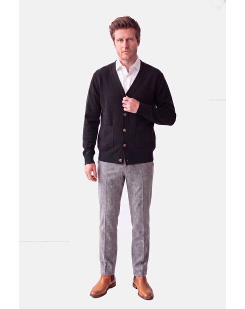 Gilet a maniche lunghe con scollo a V classico nero Lea