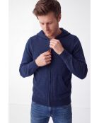 Gilet Amélie blu notte a manica lunga con cappuccio e zip