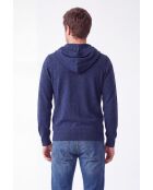 Gilet Amélie blu notte a manica lunga con cappuccio e zip