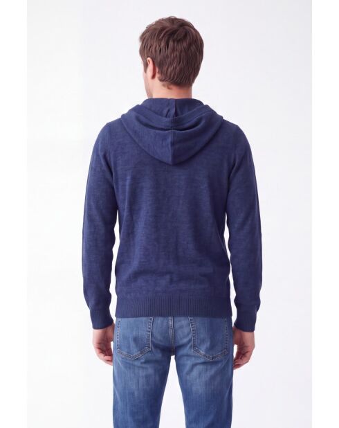 Gilet Amélie blu notte a manica lunga con cappuccio e zip