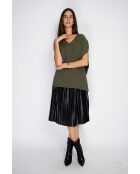 Maglione poncho in maglia fantasia con scollo a V in cashmere khaki Harris