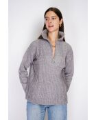 Maglione poncho Mary a collo alto lavorato a maglia fantasia in flanella a maniche lunghe