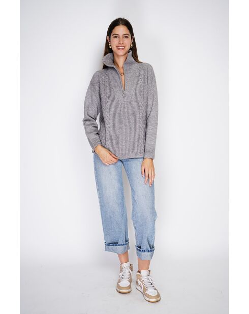 Pull poncho Mary col montant tricotage fantaisie à manche longues flanelle