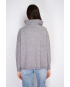 Maglione poncho Mary a collo alto lavorato a maglia fantasia in flanella a maniche lunghe