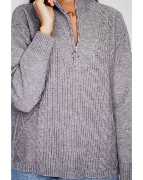 Pull poncho Mary col montant tricotage fantaisie à manche longues flanelle