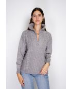 Maglione poncho Mary a collo alto lavorato a maglia fantasia in flanella a maniche lunghe