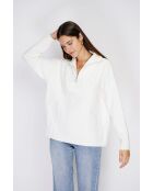Maglione poncho Mary a collo alto lavorato a maglia naturale a manica lunga