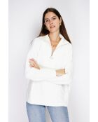 Maglione poncho Mary a collo alto lavorato a maglia naturale a manica lunga