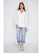 Maglione poncho Mary a collo alto lavorato a maglia naturale a manica lunga