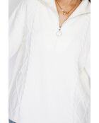 Maglione poncho Mary a collo alto lavorato a maglia naturale a manica lunga