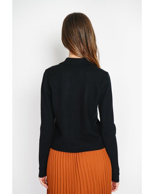 Haley chique vest met knoopsluiting, zwarte klepzakken met lange mouwen