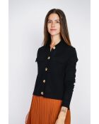 Haley schicke Weste mit Knöpfen, schwarze Langarm-Pattentaschen