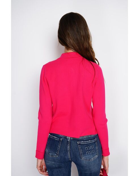 Haley - Fancy vest met knopen, fuschia, klepzakken met lange mouwen