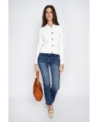 Haley chique vest met knoopsluiting, natuurlijke klepzakken met lange mouwen