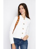 Haley chique vest met knoopsluiting, natuurlijke klepzakken met lange mouwen