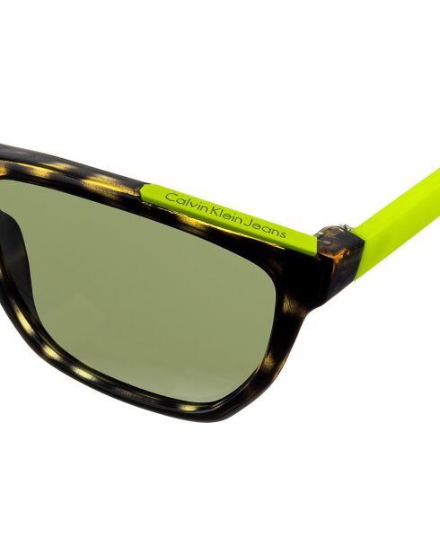CKJ757S Rechteckige Sonnenbrille Havannagelb