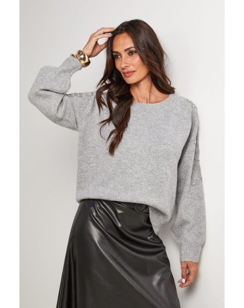 Grauer Barrett-Pullover