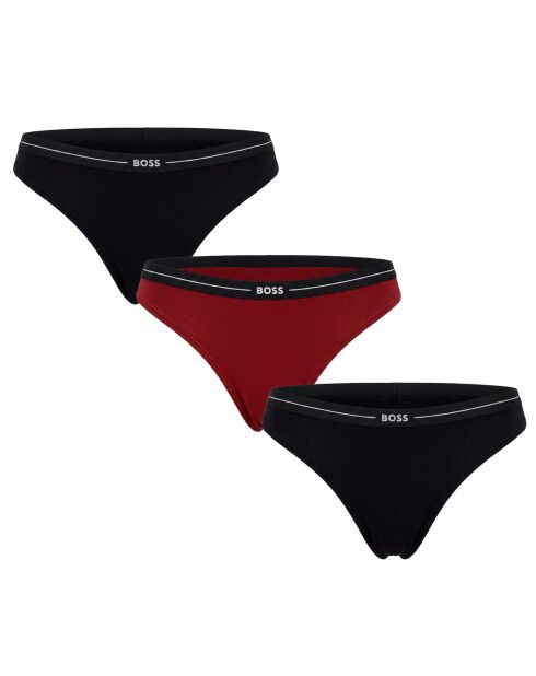 Packung mit 3 Baumwolltangas mit Logo 50510030 schwarz und braun