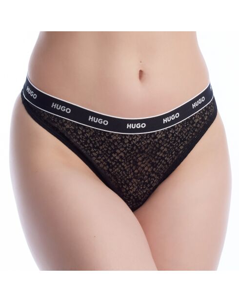 Packung mit 3 Spitzentangas mit Logo 50535265 schwarz-rosa-grün