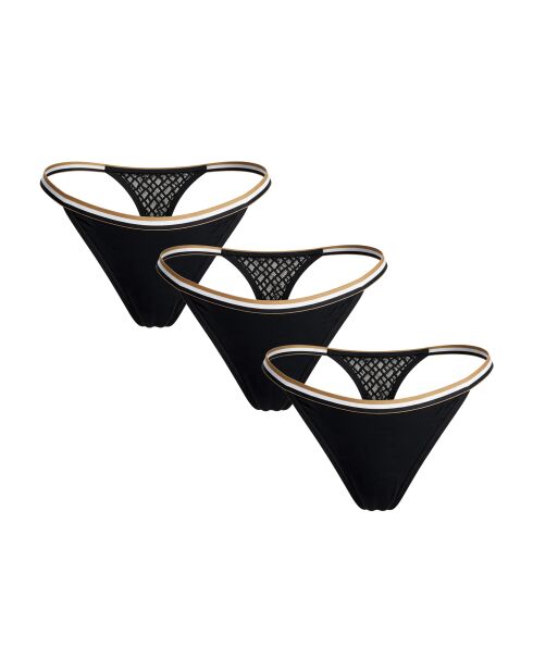 Set mit 3 Tangas 50545602 schwarz