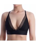 Schwarzer Bralette-BH mit Ösen und Spitze 50540428