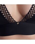 Schwarzer Bralette-BH mit Ösen und Spitze 50540428