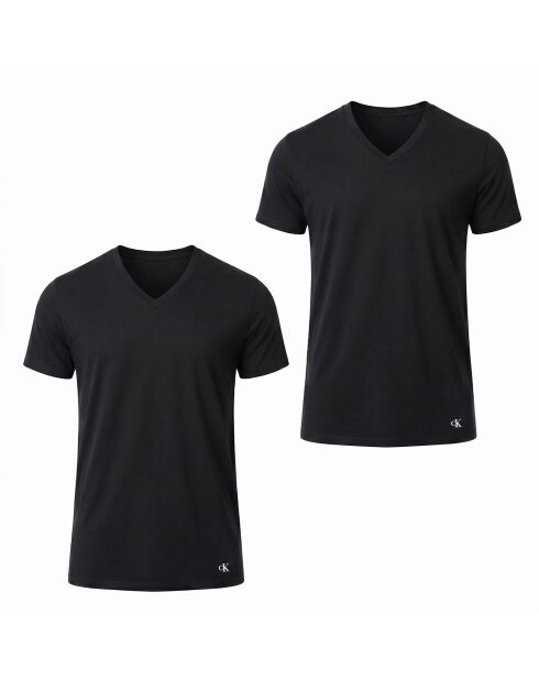 Packung mit 2 schwarzen Tanktops aus Stretch-Baumwolle NP2928O