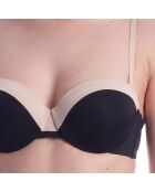 Sujetador de balcón con aros negro y beige 50556250