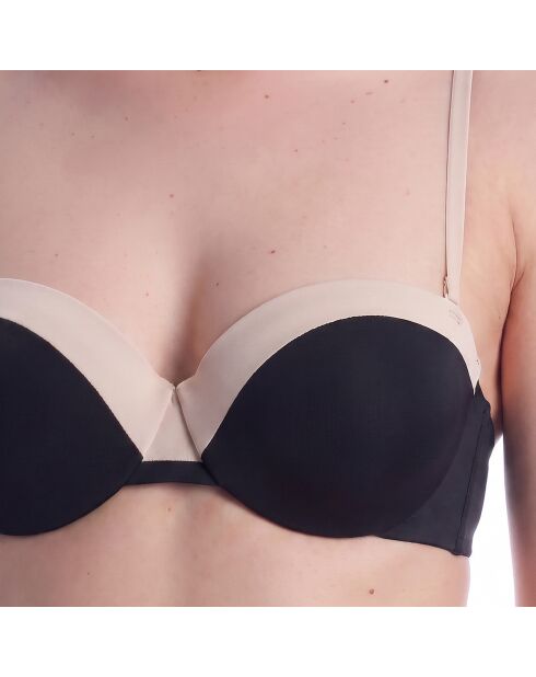Sujetador de balcón con aros negro y beige 50556250