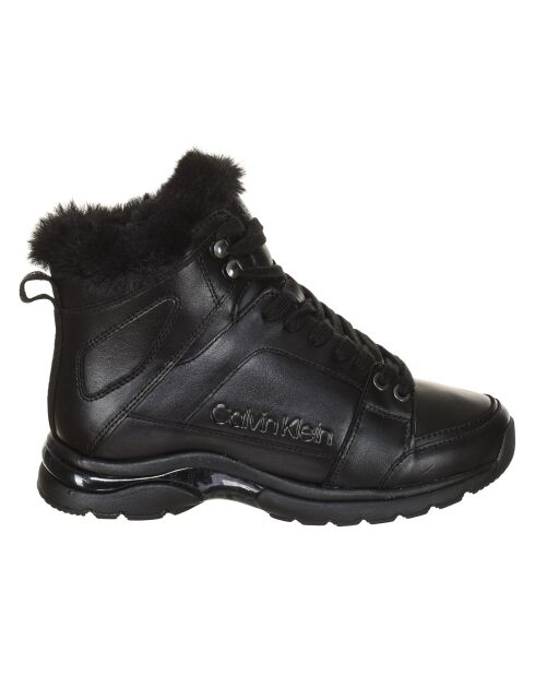 B4N12166 High-Top-Sneakers aus schwarzem Leder