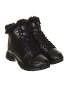 B4N12166 High-Top-Sneakers aus schwarzem Leder