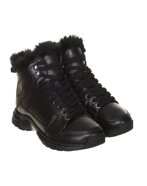 B4N12166 High-Top-Sneakers aus schwarzem Leder