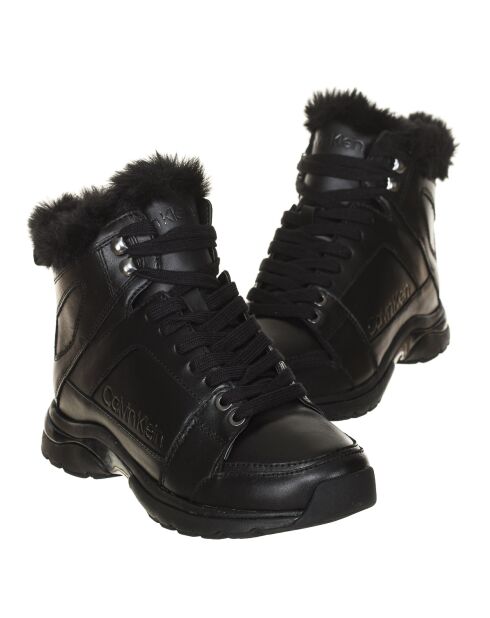 B4N12166 High-Top-Sneakers aus schwarzem Leder