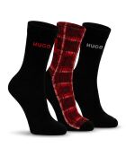 3er-Pack Wadenmittelsocken 50546682 schwarz und rot