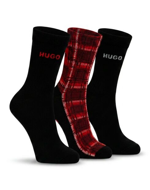 3er-Pack Wadenmittelsocken 50546682 schwarz und rot