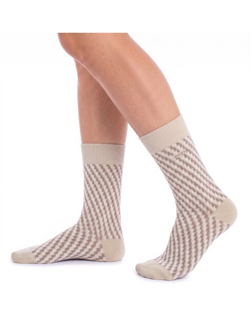 Packung mit 2 Paar Wadensocken aus Baumwolle 50559422 beige