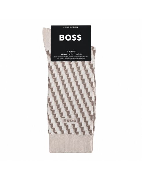 Pack de 2 pares de calcetines de algodón a media pantorrilla 50559422 beige