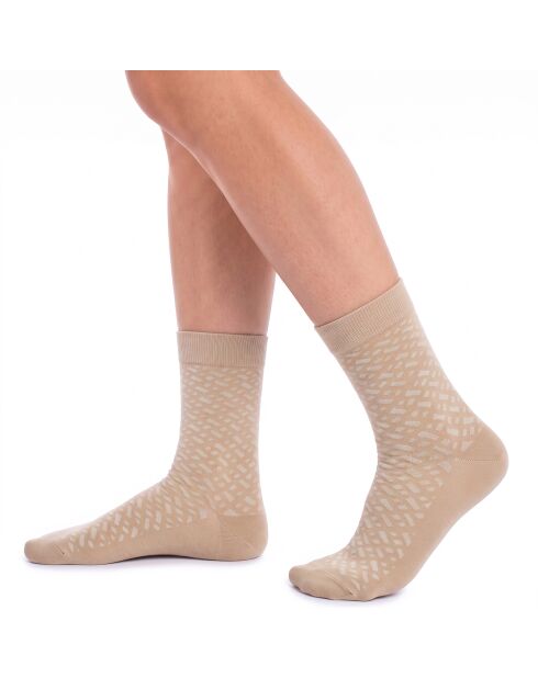 Packung mit 2 Paar Wadensocken aus Baumwolle 50515141 beige