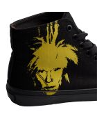 R4134 zwarte en gele hoge sneakers