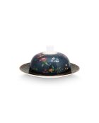 Beurrier rond Berry Blues bleu - 17 x 8 cm