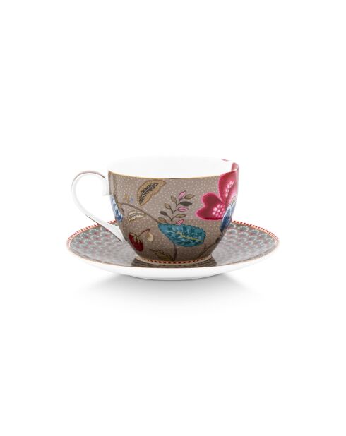 Tasse et soucoupe Blooming Tales Fantasy kaki