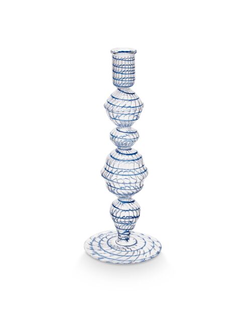 Bougeoir en verre HC40 Swirl M bleu - 22 cm
