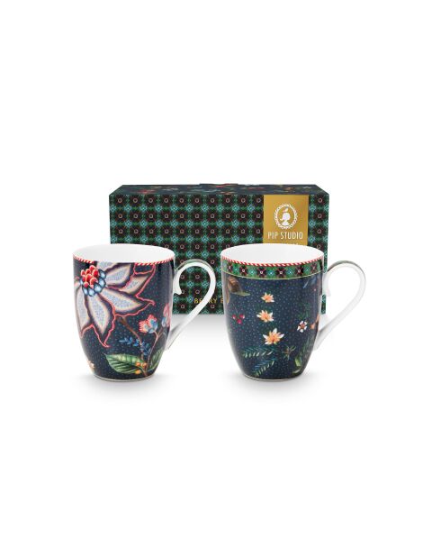 Coffret de 2 grands mugs Berry Blues bleu - 350 ml